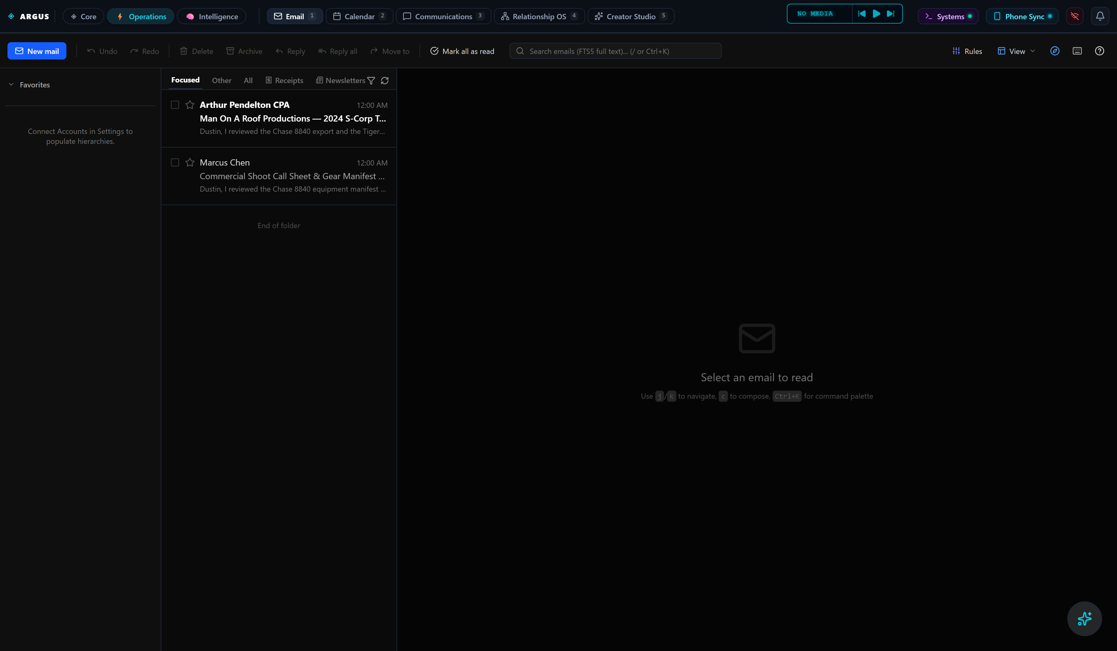 ARGUS Email OS Live UI